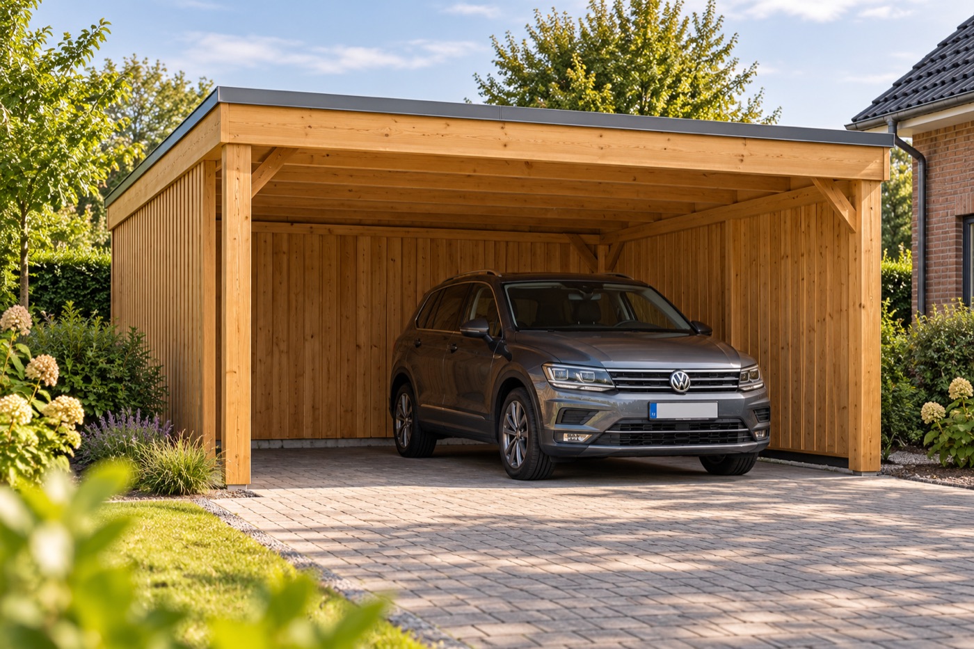 Fertige Terrassenüberdachung aus Holz