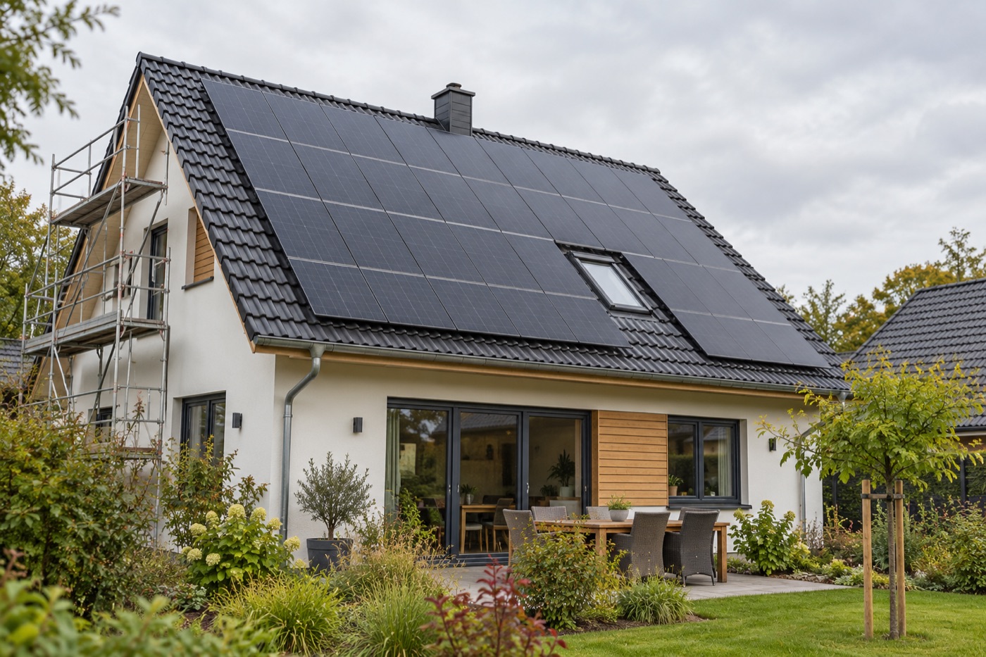 Photovoltaikanlage auf fertig gedecktem Dach